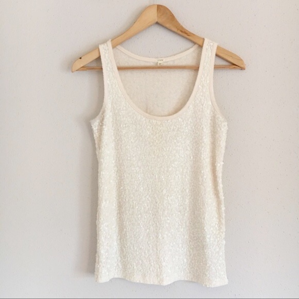 J. Crew Sequin Drapey Tank | Ivory